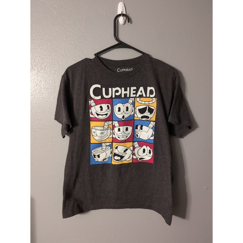 Cuphead T-Shirt Short Sleeve Gray Women's Size M Video Game Modern Colorful